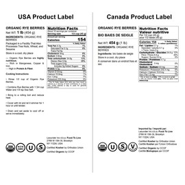 Food to Live Organic Rye Berries, 1 Pound – Non-GMO, Kosher, Raw, Bulk Seeds, Product of the USA