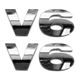 Generic 2pc 3D chrome V6 badges emblems with adhesive backing fits range rover, land rover, trucks, and cars., Mirror, RR-LR-V6-Gloss-Black