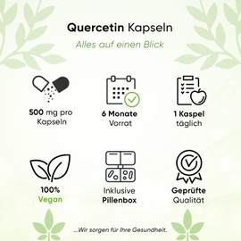 Biotary Quercetin, 180 Capsules of 649 mg, 6 Month Supply, Includes Pill Box, High Dose Premium Quality, Vegan and Natural 95% Japanese String Tree Flower Extract