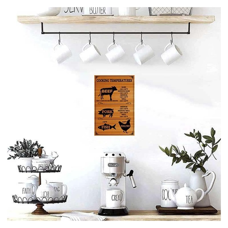 Cooking Temperatures Metal Tin Sign Roasting Internal Temperature Recommendations For