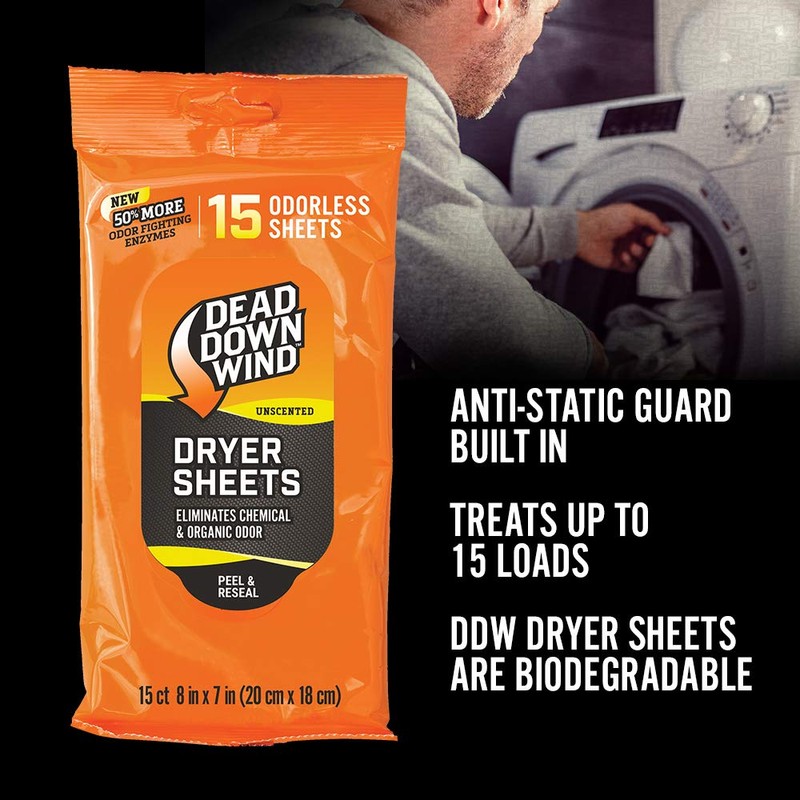 Dead Down Wind Dryer Sheets | 15 Odorless Sheets |