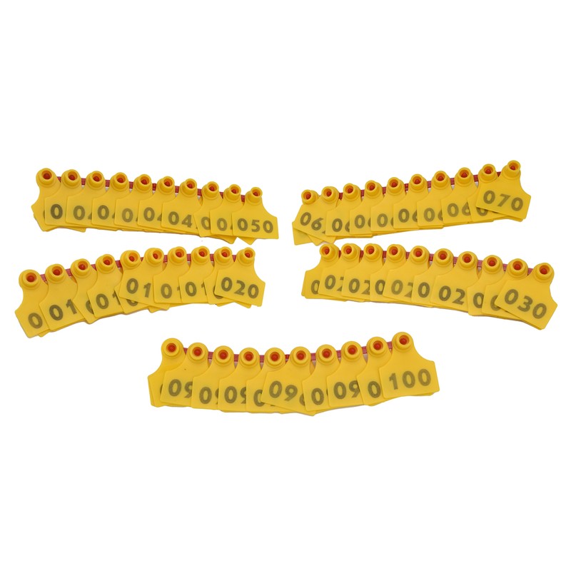 100Pcs TPU Pig Cow Ear Tag with Number 001‑100 Ear