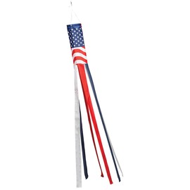Lighted Patriotic Windsock, Crafted with Durable Polyester and Plastic Blend, Outdoor Décor - Measures 5" Long x 5" Wide x 60" High, by Holiday PeakTM