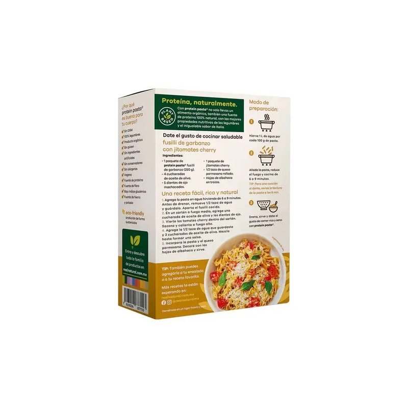 Pasta Protein Orgánica De Garbanzo Fusili 250g Real Natural