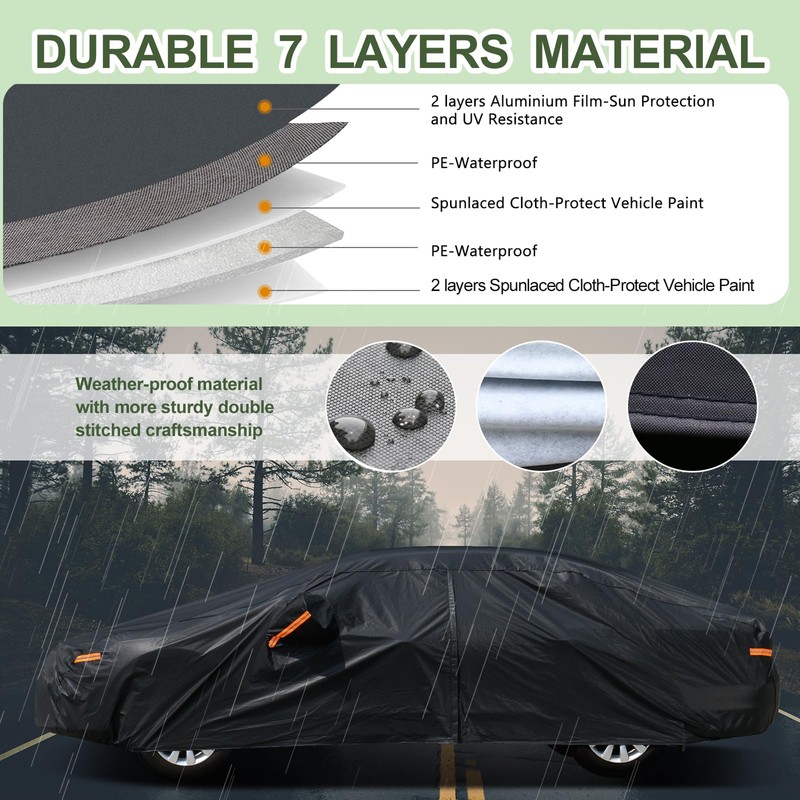 SEAZEN 7 Layers Car Cover Waterproof All Weather, Heavy Duty