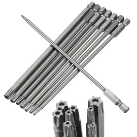 Wolfride T8-T40 Torx Screwdriver, 0.25 inch (6.35 mm) Hex Shank Impact Driver Bit, Hollow Torx Head, S2 Steel, Driver Bit