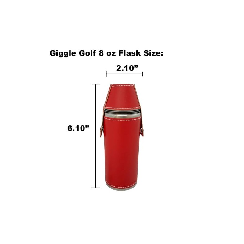 Giggle Golf 8 oz Red Flask With 4 Shot Glasses