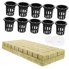 BESPORTBLE 1 Set Hydroponic Planting Kit Self Watering Grow Baskets with Mineral Wool Cotton Rope for Soil Flower Vegetable Gardening Easy to Use Hydroponics System