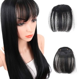 MaitianGuyou Natural Look Hair Bangs without Temple Synthetic Hair Bangs Mini Air Bangs one Clip-in Hair Extension for Womens(Light Brown)