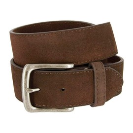 Rounded Edge Buckle Casual Jean Suede Leather Belt 1 1/2" Wide for Women (Brown, 30)