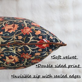 NIULAA Luxury Velvet Cushion Cover, 45 x 45 cm, Boho Orange Cushion Covers, Set of 2, Sofa Cushions, Vintage Cushion Covers, Soft Square Decorative Cushion, Decorative Aesthetic Pillow Cover for