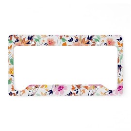 CafePress Vintage Flowers Pattern License Plate Holder Aluminum License Plate Frame, License Tag Holder