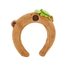 SANGXIU Teens Cartoon Capybara Shape Headband Adult Plush Headpiece for Makeup Washing Face Sports Headband Anti Hair Slip, 50-60cm/ 19.69-23.62in, Turtle
