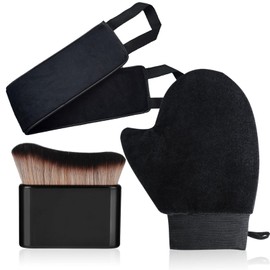 3 in 1 Self Tanning Mitts Applicator Kit - Self Tanning Glove, Brush & Back Applicator, black