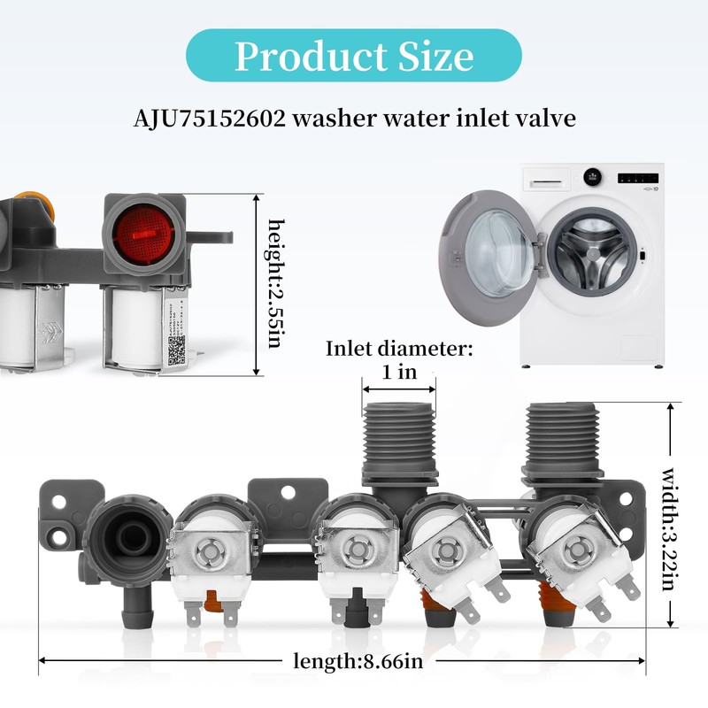 AJU75152602 Washer Inlet Valve Assembly for LG Washing Machine WT7405CW