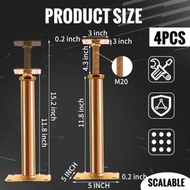 Threlaco 4 Pcs House Floor Jacks Post Pole for Leveling, 11.8" - 15.2" Height Range, Temporary Support Lifting Basement Joist Adjustment Min and Max Height Capacity, Galvanized