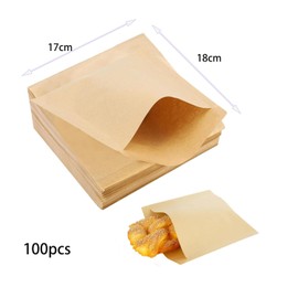 Fcliqzod888 100pcs Unbleached Oilproof Waterproof Hamburger Wrapping Paper for Food Grade Square Bottom Wax Paper Sandwich, Potato, Churros, Meat Buns, Tempura Brown Disposable Food Wrapping Paper (18