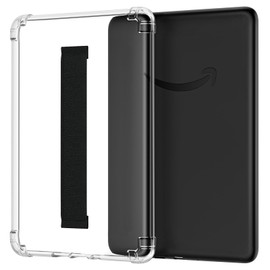 MoKo Hülle Kompatibel mit 7" Kindle Paperwhite 12. Generation 2024, Handschlaufe Hülle, Ultraweiche Transparente TPU Hüllen mit Rückabdeckung für Kindle Ppaerwhite 2024, Schwarz
