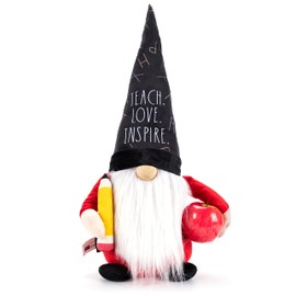 Rae Dunn #1 Teacher Gnome - Best Teacher Gifts - Teachers Appreciation Gifts - Farmhouse Kitchen Decoration, Stuffed Gnomes for Home Plush Shelf Figurines, Gnome Decor Gifts - Teach. Love. Inspire.