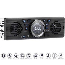 PolarLander Universal 1 Din 12V In-Dash Car Radio Audio Player Built-in 2 Speakers Stereo FM Support USB / TF Card Port with Bluetooth