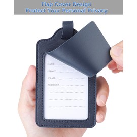 Teskyer Pack of 4 Suitcase Tags, Suitcase Tags with Address Label, Luggage Tag, Air Travel, PU Leather, Toughened Quick Identification, Privacy Protection, Luggage Tag, Blue