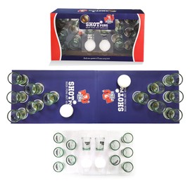 XLFFC Mini Beer Pong Smaller Shot Pong Drinking Games for Adults Party 12 Shot Glasses 2 Pong Balls