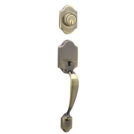 SCHLAGE Dexter by Schlage JH58PRS609 Paris Exterior Handleset with Deadbolt, Antique Brass