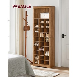 VASAGLE Shoe Storage Cabinet, 10 Tier Shoe Rack Organizer, Holds Up to 30 Pairs of Shoes, for Entryway Bedroom, 12.6 x 24.8 x 73.6 Inches, Rustic Walnut ULBS273T41