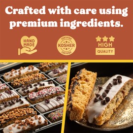 Holiday Christmas Cookies Gift Basket - 18 Gourmet Chocolate Covered Biscotti with Assorted Toppings - Assorted Food Gift Box Fathers Day, Mothers Day, Family, Sympathy, Men & Women.