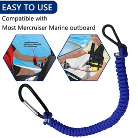 8M0092850 Boat Kill Switch Lanyard, Boat Tether Replacement for Mercruiser Marine Boat, Boat Tether Kill Switch Safety Lanyard Cord 54 Inch/137 Long-(Blue 1Pcs)