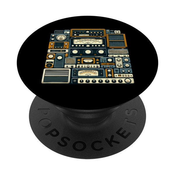Setup Vintage Audio HiFi Sound System Mixed Media Collage PopSockets