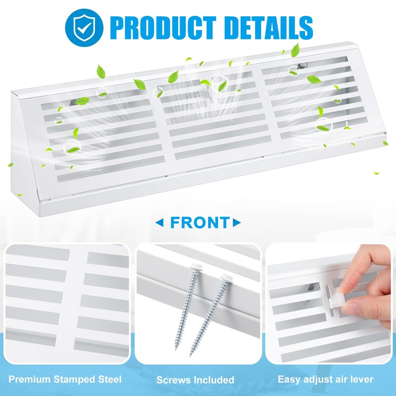 Yaocom 1 Pcs Baseboard Register Duct Opening Size Horizontal Stripes