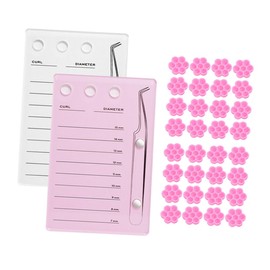 FOMIYES Eyelash Extension Kit with Acrylic Lash Pallet Tray Precision Scale Board for Uniform Lengths Flower Shaped Glue Cup Holder Magnetic Tweezer Stand Stable Lash Extension Tool for