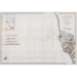 Historic Map : Depot de la Marine Nautical Chart or Map of Livorno, Tuscany, Italy, 1852, Vintage Wall Art : 24in x 36in
