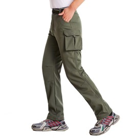 JOMLUN Boy's Fleece Lined Hiking Pants Waterproof Windproof Warm Soft Shell Outdoor Cargo Pants Snow Ski Walking Trousers