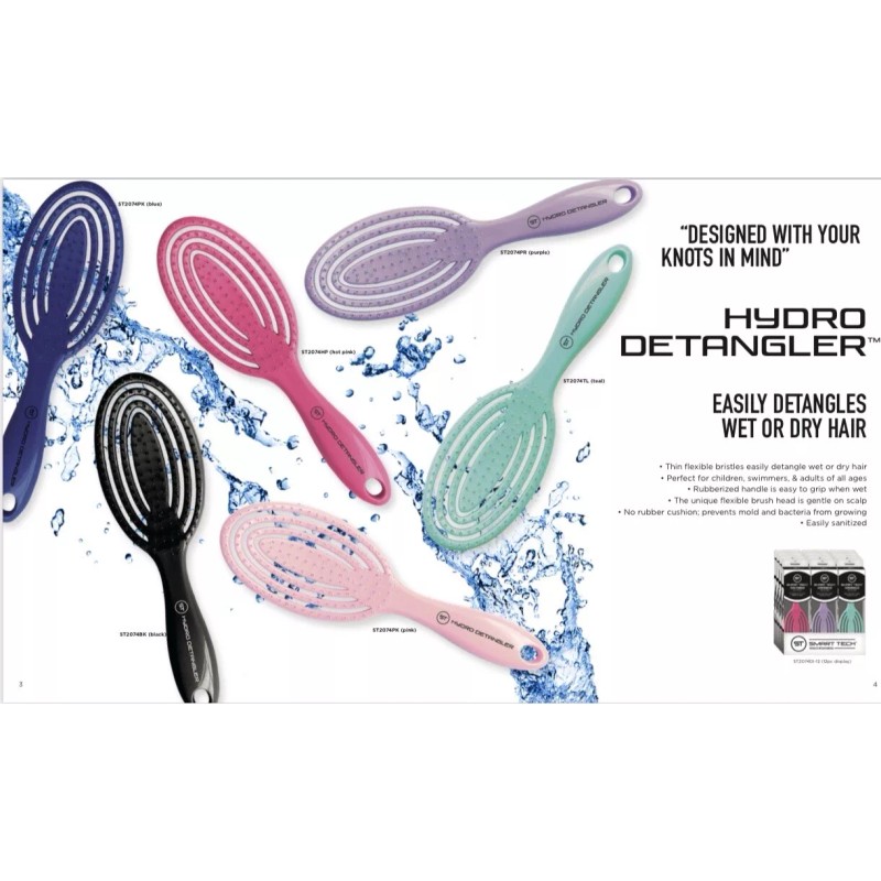 Smart Tech Hydro Detangler Brush Hot Pink Wet or Dry