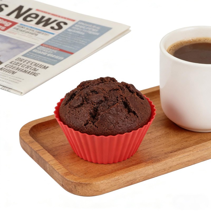 Silicone Muffin Cups Pans for Baking,Red Silicone Cupcake Liners 12PCS