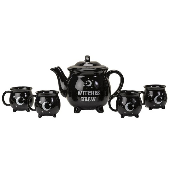 Ebros Gift Wicca Sacred Moon And Stars Witches Brew Black