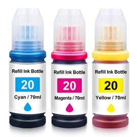 Mutikor GI20 Compatible Ink Refill Replacement for GI 20 GI20 GI-20 GI-20C GI-20M GI-20Y for G7020 G6020 G5020 Printer, GI20 Cyan Yellow Magenta