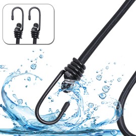 Bungee Cords with Hooks, Heavy Duty Outdoor Elastic Bungee Straps，Industrial Grade Bungee Rope for Securing Tarps/Luggage/Tents/Bikes/Garden Tidying 2 Pack 12inch (Black)