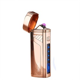 SKRFIRE Triple-Arc Electric Plasma Lighter, Windproof, Rechargeable, Rose Gold