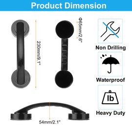 uxcell Grab Bars for Bathtubs and Showers, 9.1" Mirror Glass Door and Window Handles Powerful Shower Suction Cup Anti-Slip Safety Bars for Senior Shower Chairs Black