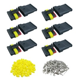 FULARR 6 Kit Premium 6 Pin Way Car Waterproof Connector Set, Car Waterproof Electrical Wire Connector Terminal Plug Socket, for Motorcycle Auto Truck Boat