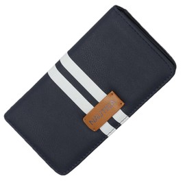 Nautica Seaside Slim Womens Wallet RFID Blocking Credit Card Holder, Coin Purse, Checkbook Organizer Clutch, Small Vegan Leather Wallet for Travel, Indigo