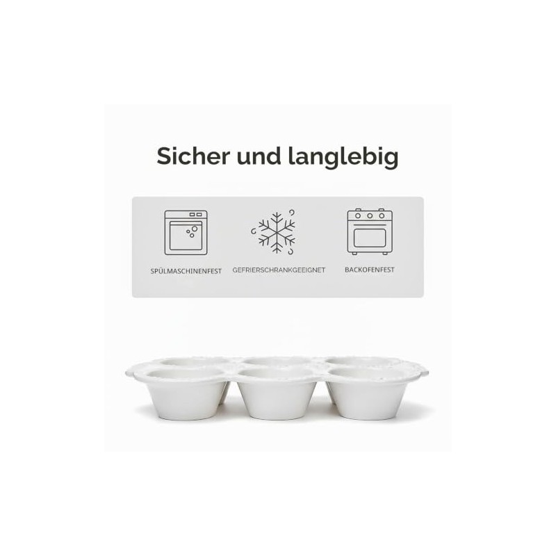 Hiceeden Pack of 2 6 Cups Ceramic Muffin Mould Non-Stick