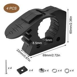 4-Piece Quick Installation Pipe Clamp Set, 28-38 mm Adjustable Mounting Bracket, Standard Rubber Pipe Clamp, for Offroad, Shipping, Fire Brigade, Police, Military, Industry, etc. (Black)