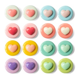 SUNURS 16/9-Piece Glossy Macaron Heart Magnets for Whiteboard, Locker, Kitchen, Office, Strong Decorative Magnetic Stickers (Multi-Color, Multi-Pack)