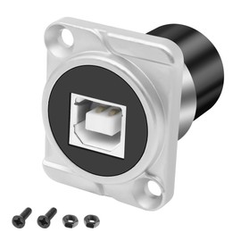 MEIRIYFA USB B to A Panel Mount Connector Coupler, D-Type USB2.0 Type B Female to USB-A Female Converter Adapter for PC Laptop Printer Scanner (Silver)