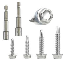 160Pcs #8 1/2" 3/4" #10 1" 1-1/2" Hex Washer Head Self Drilling Screws, 410 Stainless Steel Metal SheetScrews，TEK Screws, Self Drilling Screws, Self Tapping Screws,Sheet Metal Screws