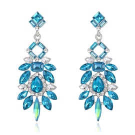 Clearine Art Deco Rhinestone Marquise Emerald Cut Rectangle Geometric Statement Earrings for Women Clear Gold Tone, Crystal